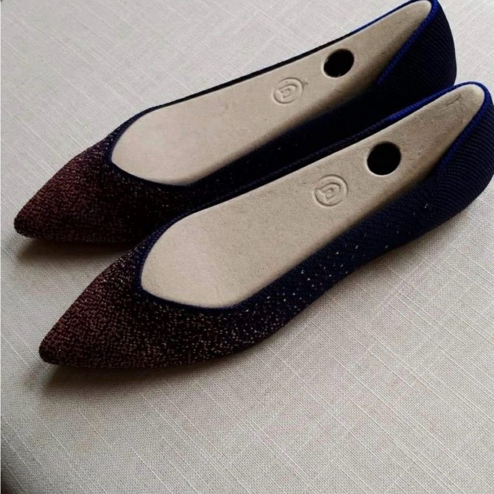 Elegant Midnight Navy and Rose Gold Metallic Rothy’s The Point Flats *UNICORN*